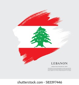 Flag of Lebanon, brush stroke background