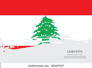 Flag of Lebanon, brush stroke background