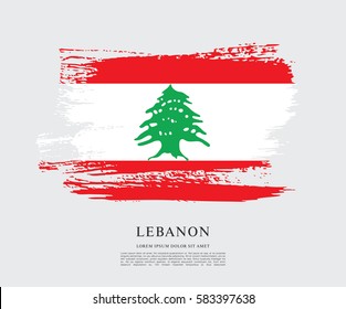 Flag of Lebanon, brush stroke background