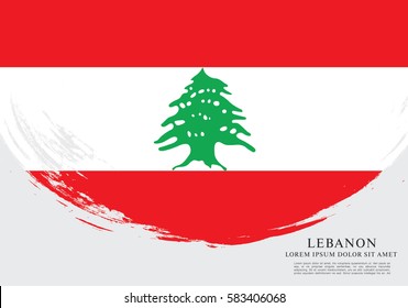 Flag of Lebanon, brush stroke background