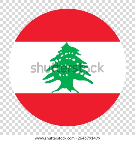 Flag of Lebanon. Lebanon circle flag logo icon computer vector illustration design. Checkerboard background.