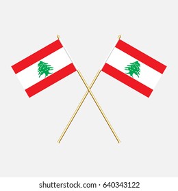 Flag of Lebanon with flagpole. Vector illustration.