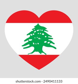 flag of Lebanon in form of heart, symbol of love