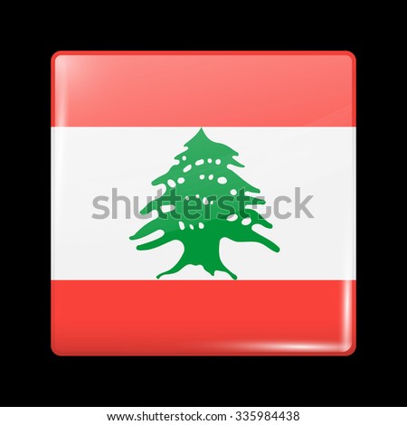 Flag of Lebanon. Glassy Icon Square Shape. This is File from the Collection Flags of Asia