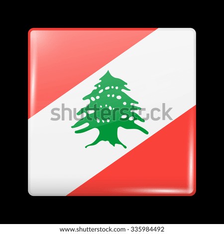 Flag of Lebanon. Glassy Icon Square Shape. This is File from the Collection Flags of Asia