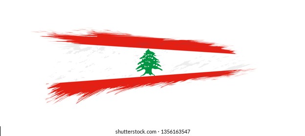 Flag of Lebanon in grunge brush stroke, vector grunge illustration.