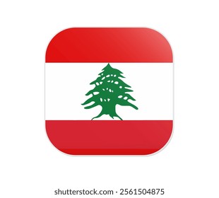 Flag of lebanon icon. Rounded square flat vector of flag icon design, isolated on white background. vector illustration