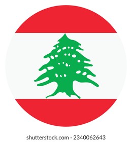 The flag of Lebanon. Flag icon. Standard color. Circle icon flag. Computer illustration. Digital illustration. Vector illustration.