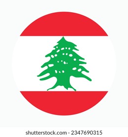 The flag of Lebanon. Flag icon. Standard color. Circle icon flag. Computer illustration. Digital illustration. Vector illustration.