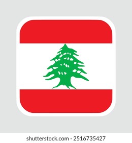 A bandeira do Líbano. Ícone Sinalizador. Cor padrão. vetor plano quadrado com cantos arredondados Ilustração do computador. Ilustração digital. Ilustração vetorial.