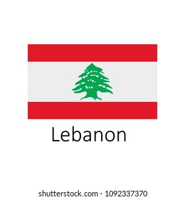Flag of Lebanon with name icon. Official colors and proportion correctly. National Lebanon Flag vector. Lebanon Flag vector illustration. National Lebanon Flag vector