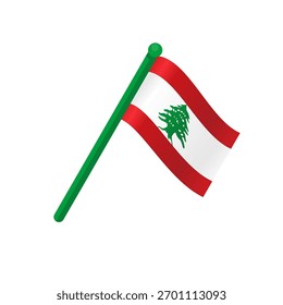 Flag of lebanon on a pole, vector illustration	