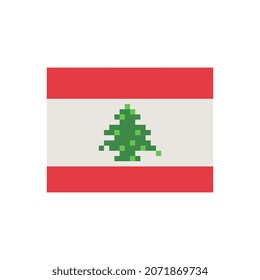 Flag Lebanon. Pixel art. Stickers design. Isolated vector illustration. 