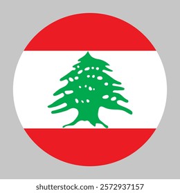 Flag of Lebanon round shape, national symbol