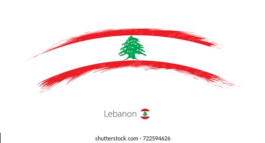 Flag of Lebanon in rounded grunge brush stroke. Vector illustration.