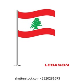 Flag of Lebanon, Table Flag of Lebanon, Vector Illustration, Wavy Table Flag of Lebanon.