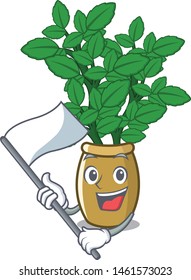 With flag lemon balm next the cartoon house