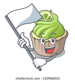With flag lemon cupcake mascot cartoon