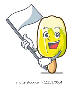 With flag lemon ice cream mascot cartoon