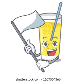 With flag lemonade mascot cartoon style