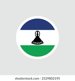Flag of Lesotho. Blue, white and green flag with mokorotlo. National symbol of the Kingdom of Lesotho.