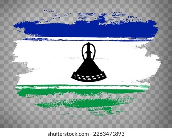 Flag of  Lesotho brush stroke background.  Flag Kingdom of Lesotho on transparent background for your design, app, UI.  Stock vector. EPS10.