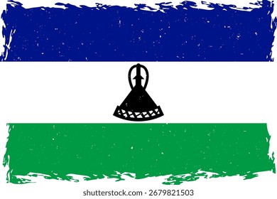 Flag of lesotho brush stroke grunge texture