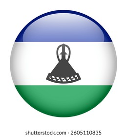 flag of Lesotho, button round glossy icon