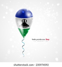 Flag of Lesotho. Celebration and gifts. Ribbon in the colors are twisted under the balloon. Independence. Balloons on the feast of the national day. 