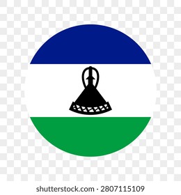 Flag of Lesotho. Lesotho circle flag logo icon computer vector illustration design. Transparent checkerboard background.