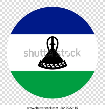 Flag of Lesotho. Lesotho circle flag logo icon computer vector illustration design. Transparent checkerboard background.