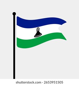 Bandeira do Lesoto. Lesoto bandeira computador digital vetor ilustração ícone design. Bandeira de mastro flutuante.
