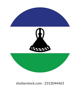 The flag of Lesotho. Flag icon. Standard color. Round flag. Computer illustration. Digital illustration. Vector illustration.