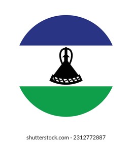 The flag of Lesotho. Flag icon. Standard color. Round flag. Computer illustration. Digital illustration. Vector illustration.