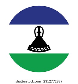 The flag of Lesotho. Flag icon. Standard color. Round flag. Computer illustration. Digital illustration. Vector illustration.