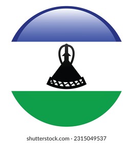Flag of Lesotho. Flag icon. Standard color. A round flag. 3d illustration. Computer illustration. Digital illustration. Vector illustration.