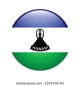 Flag of Lesotho. Flag icon. Standard color. The round flag. 3d illustration. Computer illustration. Digital illustration. Vector illustration.