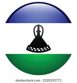 Flag of Lesotho. Flag icon. Standard color. The round flag. 3d illustration. Computer illustration. Digital illustration. Vector illustration.