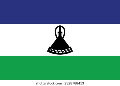 Flag of Lesotho. Flag icon. Standard color. Standard size. A rectangular flag. Computer illustration. Digital illustration. Vector illustration.