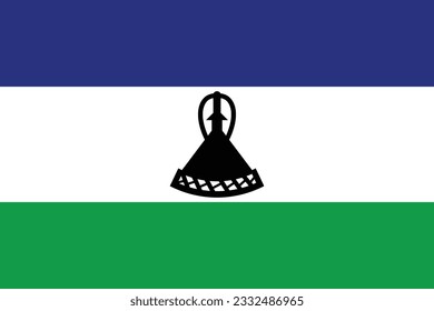 Flag of Lesotho. Flag icon. Standard color. Standard size. A rectangular flag. Computer illustration. Digital illustration. Vector illustration.