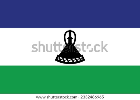 Flag of Lesotho. Flag icon. Standard color. Standard size. A rectangular flag. Computer illustration. Digital illustration. Vector illustration.
