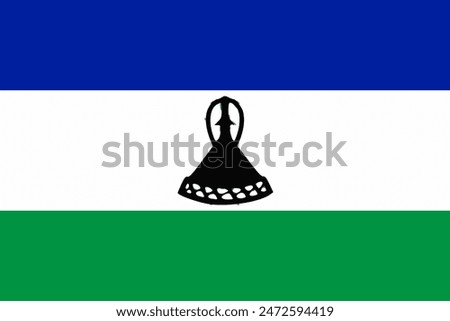 The flag of Lesotho. Flag icon. Standard color. Standard size. A rectangular flag. Computer illustration. Digital illustration. Vector illustration.