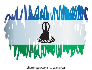 Flag of Lesotho, Kingdom of Lesotho. Template for award design, an official document with the flag of Lesotho. Bright, colorful vector illustration.