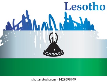 Flag of Lesotho, Kingdom of Lesotho. Template for award design, an official document with the flag of Lesotho. Bright, colorful vector illustration.