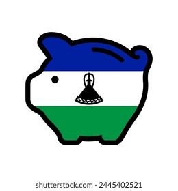 Flag of Lesotho, piggy bank icon, vector symbol.