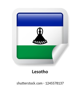 Flag of Lesotho. Round glossy sticker