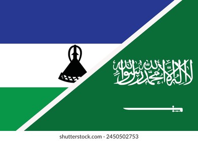 Bandera de Lesoto y Arabia Saudí elemento gráfico Concepto Ilustración Diseño de Plantilla
