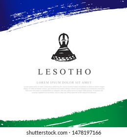 Flag of Lesotho. Vector illustration on a white background. Brush strokes are drawn by hand. Independence Day.