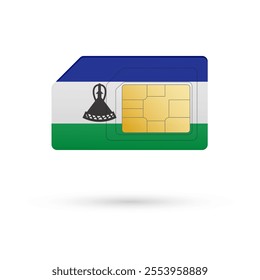 Flag of Lesotho. Vector illustration of SIM Card with flag on white background