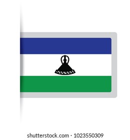 Flag of Lesotho. Vector illustration of a stylized flag. The slit in the paper with shadows. isolated on white.